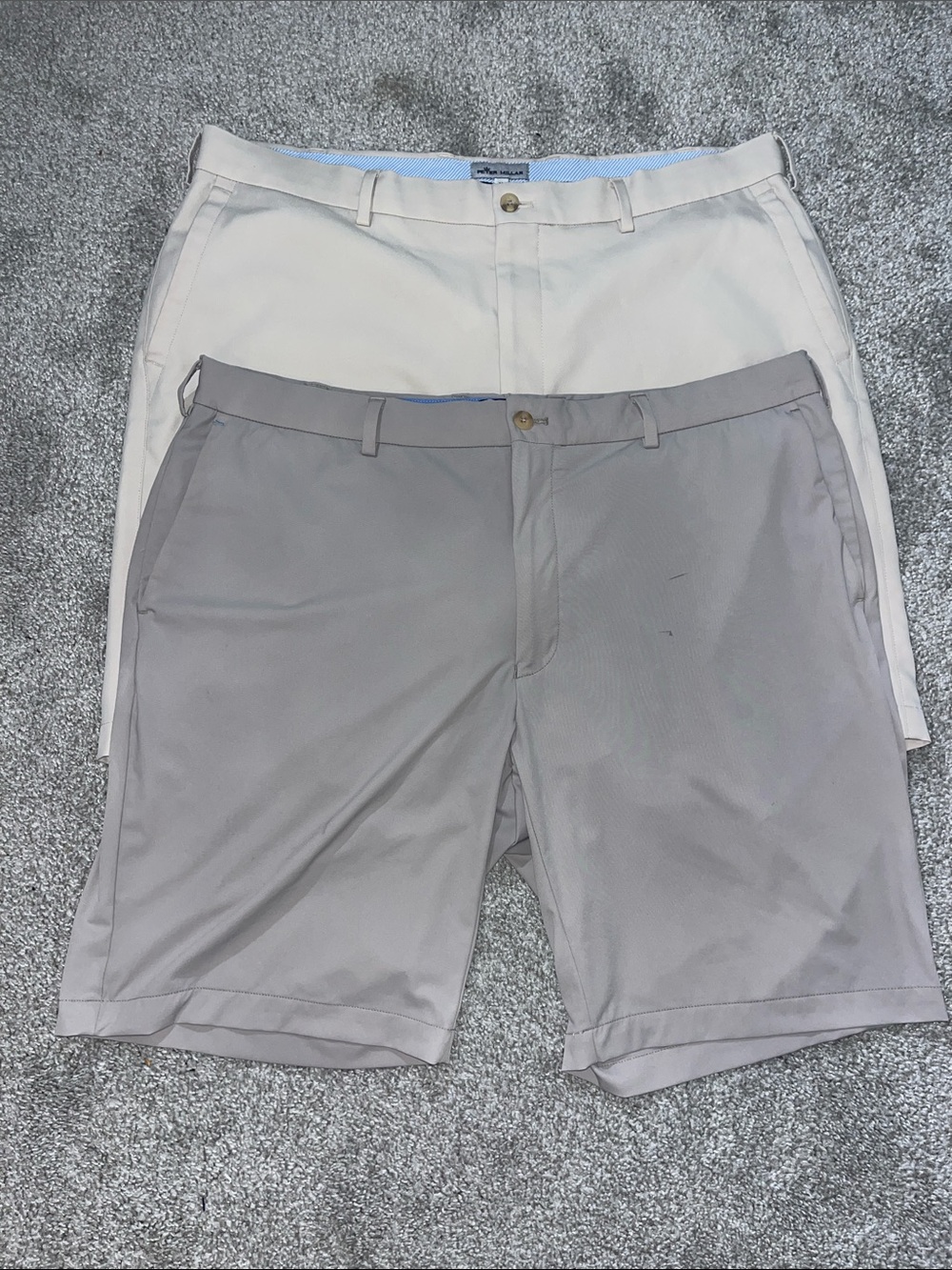 2-Golf Sailing Boat Yacht 100% Poly Peter Millar Crown 9” shorts 38 Gray Stone